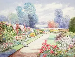 Garden Path by Charles Zhan, oil on canvas (unstretched), sold Jul 2022