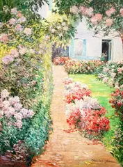 Garden Path to House by Charles Zhan, oil on canvas (unstretched), sold Jul 2022