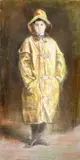 Untitled (Boy in Raincoat) by Isabel Wylie Lowe, 1899, pastel on canvas, sold Jul 2022
