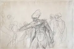 Mucius Scaevola by George Romney, graphite on paper, sold Jul 2022