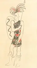 Figure Studies (double-sided) by Jean Cocteau, graphite and colored pencil on paper, sold Jul 2022