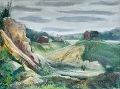 Untitled (Country Landscape) by Emil Ganso, oil on canvas board, sold Jul 2022