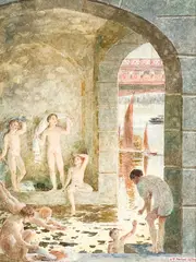 Untitled (Bathing Scene) by William Herbert Allen, watercolor on paper, sold Jul 2022