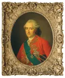 Portrait de Louis XV avec l'étoile du Saint-Esprit et de l'Ordre de Saint-Louis by François-Hubert Drouais, Toile de forme ovale, sold Nov 2009