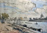 Paris, les quais, vue sur l'Institut et le pont des Arts by Frank Myers Boggs, Aquarelle signée en bas à gauche, sold Dec 2015