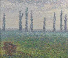 Paysage aux peupliers, plaine de Brie à Gérigny, effets du matin au printemps by Gustave Cariot, Aquarelle signée en bas à droite, sold Dec 2015