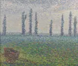 Paysage aux peupliers, plaine de Brie à Gérigny, effets du matin au printemps by Gustave Cariot, Aquarelle signée en bas à droite, sold Dec 2015