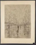 Sous la pluie, étude de perspective by Louis Carrand, Crayon noir, sold Sep 2022