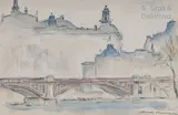 Pont sur la Seine by Daniel Urbain Dourouze, 1920, Aquarelle, sold Jul 2020