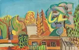 Les toits du village by Louis Latapie, Gouache sur papier marouflé sur toile, sold Jul 2020