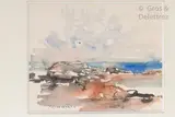 Rochers en bord de mer by Jean Commère, Aquarelle et encre sur papier, sold Jul 2020