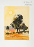 Les arbres au soleil by Michel Jouenne, Lithographie en couleurs signée numérotée XXXII/CL Sujet :, sold Jul 2020
