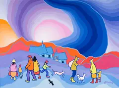 It’s Getting Colder by Ted Harrison, 1987, acrylic on canvas, sold Aug 2019