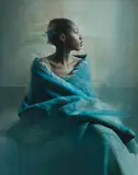 Profil Turquoise, Peinture Noir by István Sándorfi, 1998, oil on canvas, sold Aug 2019