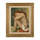 Nude Resting by August Nordhausen, Oil on canvas panel, sold Feb 2023