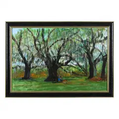Summer Garden with Live Oaks by Philip Moose, Oil on board, sold Feb 2023
