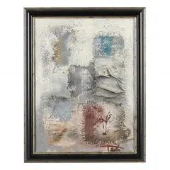 Untitled by László Dús, Mixed media with collage elements on canvas, sold Feb 2023