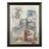 Untitled by László Dús, Mixed media with collage elements on canvas, sold Feb 2023