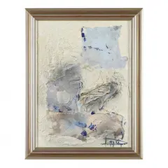 Untitled by László Dús, Mixed media on canvas with collage, sold Feb 2023
