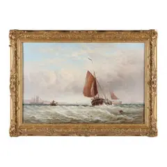 Maritime Scene with Choppy Waters by George Stainton, Oil on canvas, sold Feb 2023