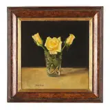 Still Life with Yellow Roses by Peter Jones, Oil on Masonite, sold Feb 2023