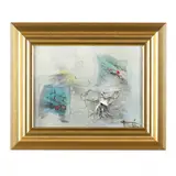 Untitled by László Dús, Mixed media with collage on canvas, sold Feb 2023