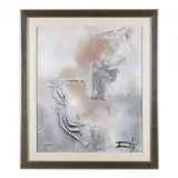 Untitled by László Dús, Mixed media with collage on canvas, sold Feb 2023
