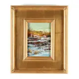Winter Farm by Thomas DeDecker, Oil on board, sold Feb 2023