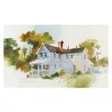 Grannies Geraniums by Tony Couch, Watercolor and whitening on paper, sold Feb 2023