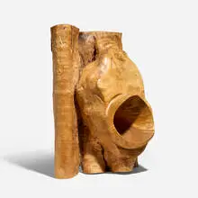 Captive # 8 by Mark Lindquist, 1988, yellow birch burl, sold Jan 2026