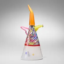Wizard Wave Teapot by Richard Marquis, 1987, hand-blown glass, murrine, sold Jan 2026