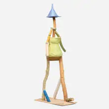 Walking Figure with Funnel by Richard Shaw, 1982, trompe l'oeil hand-decorated and glazed porcelain, sold Jan 2026