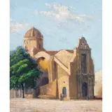 Iglesia de San Francisco de Paula by Domingo Ramos, oil on masonite, sold Jul 2025