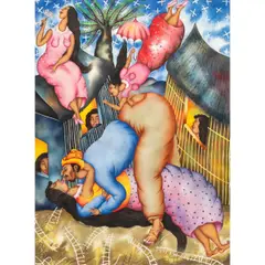 La Matlacihua I by Maximino Javier, 1994, gouache on paper, sold Jul 2025