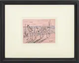 Scene of a Horse-Drawn Carriage by Esther Estelle Pressoir, Ink and Crayon Pastel on Pink Toned Paper, sold Oct 2026