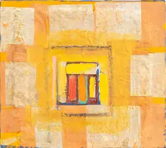 Abstract Composition by Edith Isaac-Rose, 2001, Mixed Media on Canvas with Collage Elements, sold Sep 2026