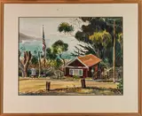 Campsite by Myron Oliver, watercolor, sold Jul 2025