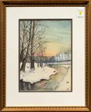 Creek in Winter by R. Snyder, watercolor, sold Jul 2025