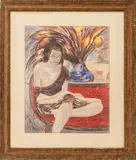 Woman Seated Amongst an Interior Scene by Ben Lassen, Pastel on Paper, sold Sep 2026