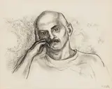Portrait of a Bald Man by Manfred Schwartz, Charcoal on Paper, sold Sep 2026
