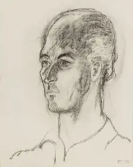Portrait of a Man by Manfred Schwartz, Charcoal on Paper, sold Sep 2026
