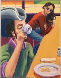 Journey to JFK: Bunny Got Impatient While I Finished My Coffee by Daniel W. Freeman, 1975, Oil on Canvas, sold Sep 2026
