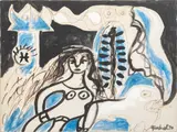 Study for Madonna with Totem by Walter Gaudnek, 1970, Oil on Canvas, sold Sep 2026