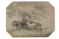 Untitled by Samuel Howitt, ink and watercolour, offered Jul 2021
