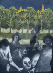 Untitled by Gerald R. Jarman, charcoal and oil on paper, sold Dec 2019