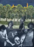 Untitled by Gerald R. Jarman, charcoal and oil on paper, sold Dec 2019