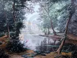 Placid Waters' signed 31 x 23in by René Charles Edmond His, oil on canvas, sold Dec 2019