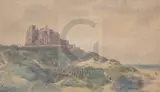 WatercolourThree views of Bamburgh Castle by General Sir John Miller Adye, watercolour, sold Dec 2019