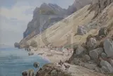 Catalan Bay, Gibraltar' titled by General Sir John Miller Adye, 1886, watercolour, sold Dec 2019