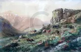 Merionethshire, Cadir Idris in the distance' signed and dated 1861, artist's label verso 30.5 x 45.5in by John Steeple, 1861, watercolour, sold Dec 2019